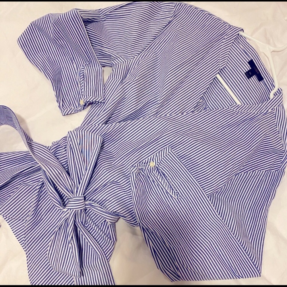 J. Crew Wrap shirt (blue and white striped)
